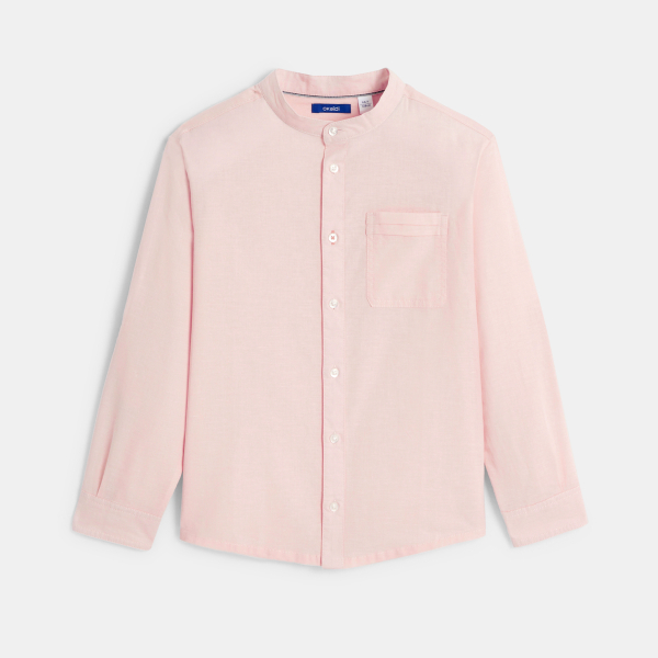 قميص سادة بياقة قائمة باللون الوردي للأولاد